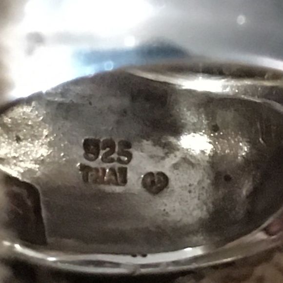 Mother of Pearl Onyx Inlay Marcasite Sterling Silver 925 Mosaic Ring Sz 8 - Picture 3 of 10